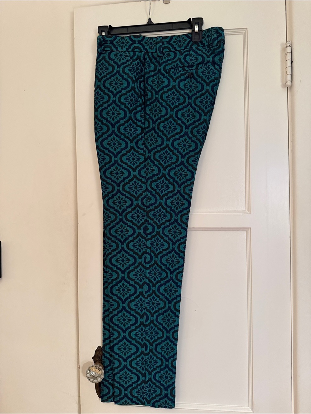 Men's Teal Jacquard Dress Pants